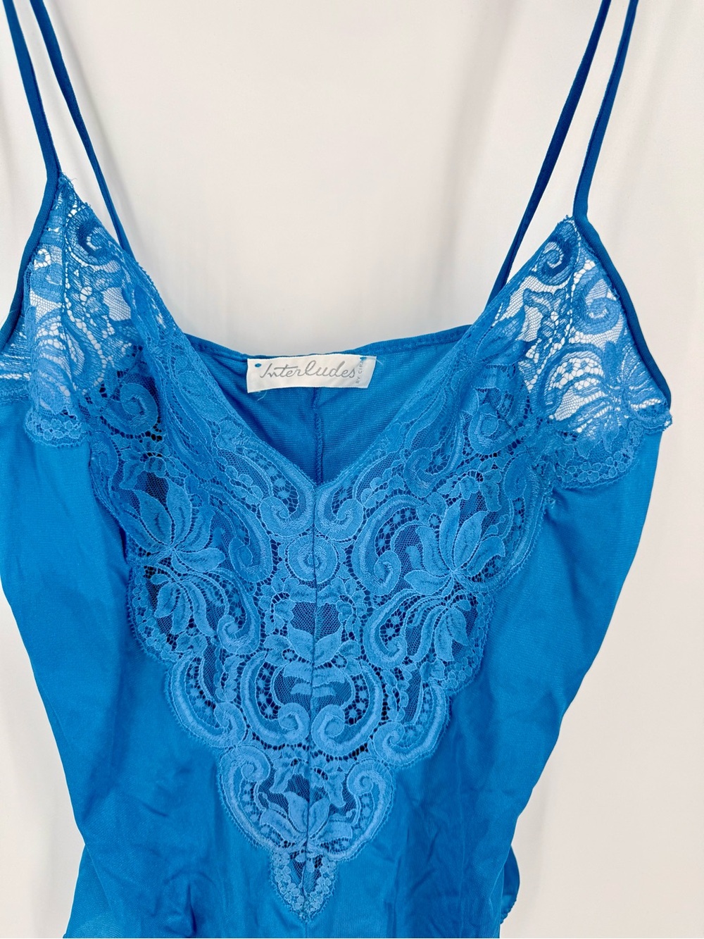 Interludes Blue Lace-Trim Chemise Bodysuit - Picture 2 of 8